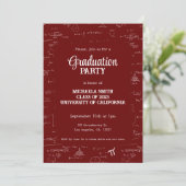 Elegant Simple Maroon Photo Math Graduation Kaart (Staand voorkant)