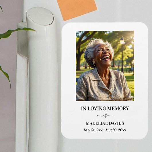 Elegant Simple Memorial Photo  Magneet