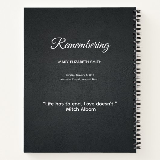 Elegant Simple Memorial Service Foto Guest Book Notitieboek (Achterkant)