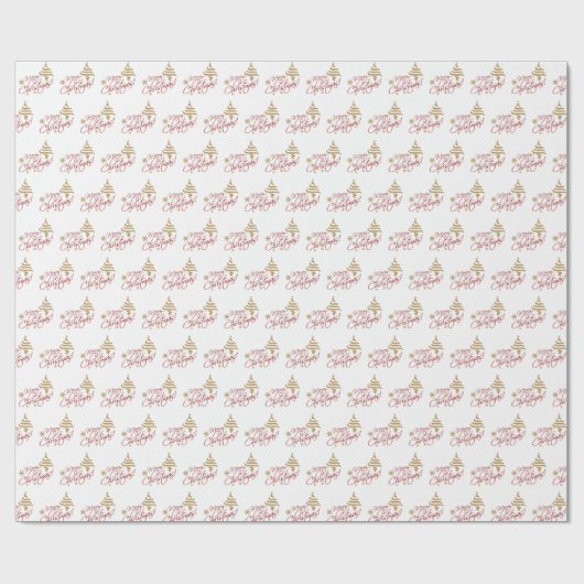 Elegant Simple Merry Kerstmis Cadeaupapier (Vlak)