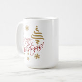 Elegant Simple Merry Kerstmis Wish Wordart Koffiemok (Voorkant links)