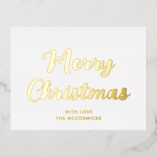 Elegant Simple Merry White en Gold Folie Feestdagen Briefkaart