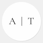 Elegant Simple Minimal Monogram Weddenschap Ronde Sticker (Voorkant)