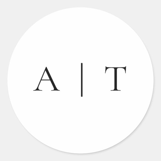 Elegant Simple Minimal Monogram Weddenschap Ronde Sticker (Voorkant)