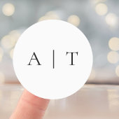 Elegant Simple Minimal Monogram Weddenschap Ronde Sticker