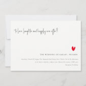 Elegant Simple Minimal Red Heart Script Weddenscha Kaart (Voorkant)