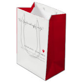 Elegant Simple Minimal Red Heart Script Weddenscha Medium Cadeauzakje (Achterkant Gekanteld)