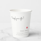 Elegant Simple Minimal Red Heart Script Weddenscha Papieren Bekers (Achterkant)