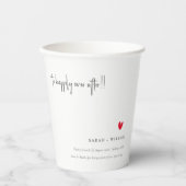 Elegant Simple Minimal Red Heart Script Weddenscha Papieren Bekers (Voorkant)