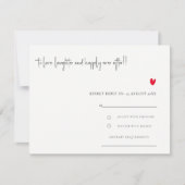 Elegant Simple Minimal Red Heart Script Weddenscha RSVP Kaartje (Voorkant)