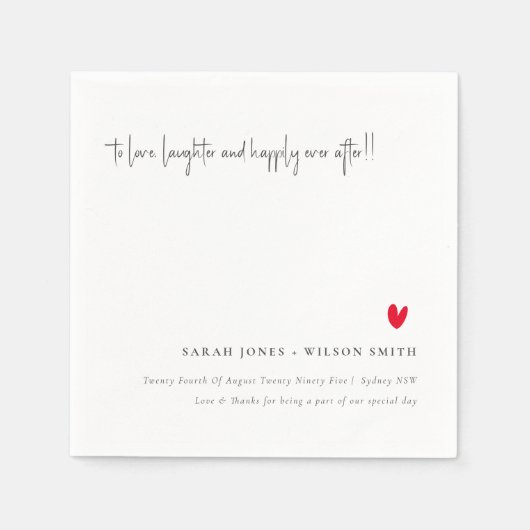 Elegant Simple Minimal Red Heart Script Weddenscha Servet (Voorkant)
