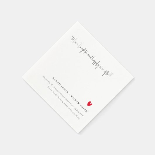 Elegant Simple Minimal Red Heart Script Weddenscha Servet (Hoek)