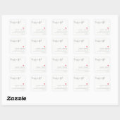 Elegant Simple Minimal Red Heart Script Weddenscha Vierkante Sticker (Vel)