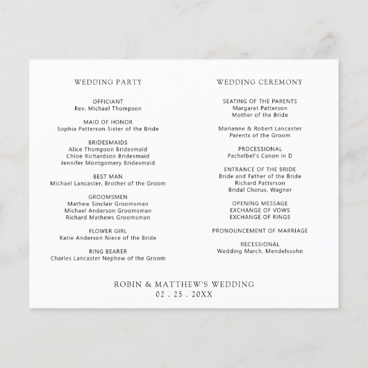 Elegant Simple, Minimal Wedding Chronologie, Progr (Achterkant)