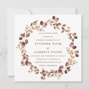 Elegant Simple Minimalist Fall Leaves Wedding Kaart
