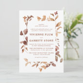Elegant Simple Minimalist Fall Leaves Wedding Kaart (Staand voorkant)