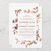 Elegant Simple Minimalist Fall Leaves Wedding Kaart (Voorkant / Achterkant)