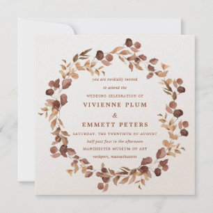 Elegant Simple Minimalist Fall Leaves Wedding Kaart