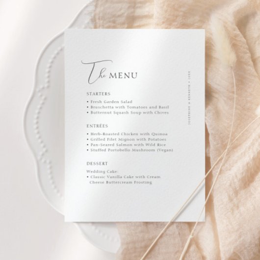 Elegant Simple Minimalist Modern Wedding Menu