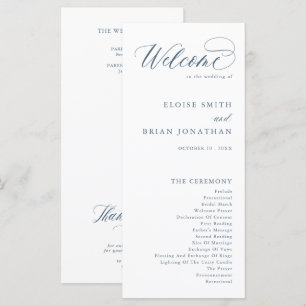 Elegant Simple Minimalist Modern Wedding Programmakaart