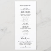 Elegant Simple Minimalist Modern Wedding Programmakaart (Achterkant)