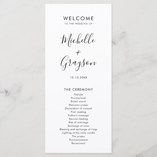 Elegant Simple Minimalist Modern Wedding Programmakaart (Voorkant)