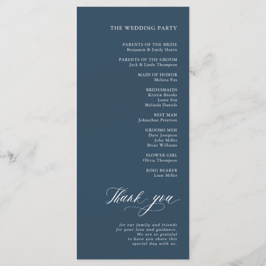 Elegant Simple Minimalist Modern Wedding Programmakaart (Achterkant)