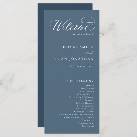 Elegant Simple Minimalist Modern Wedding Programmakaart (Voorkant / Achterkant)