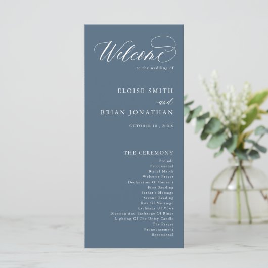 Elegant Simple Minimalist Modern Wedding Programmakaart (Staand voorkant)