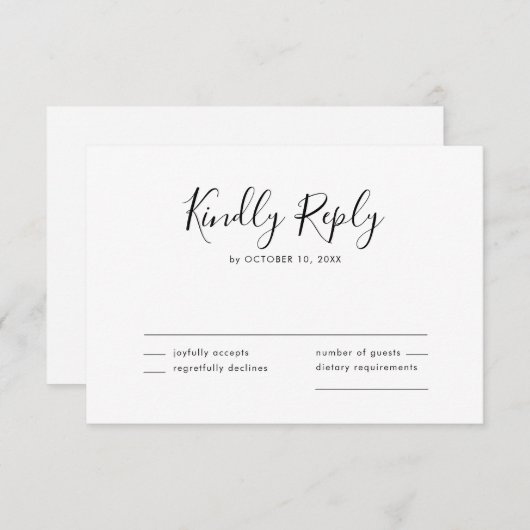 Elegant Simple Minimalist Modern Wedding RSVP Kaartje (Voorkant / Achterkant)