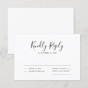 Elegant Simple Minimalist Modern Wedding RSVP Kaartje