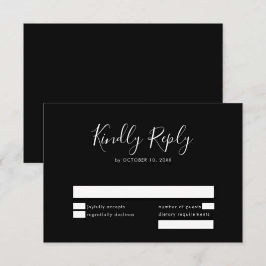 Elegant Simple Minimalist Modern Wedding RSVP Kaartje (Voorkant / Achterkant)