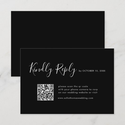 Elegant Simple Minimalist Modern Wedding RSVP Kaartje (Voorkant / Achterkant)