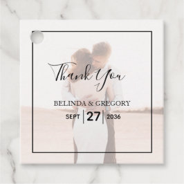 Elegant Simple Minimalist Photo Wedding Bedankjes Labels