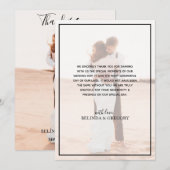 Elegant Simple Minimalist Photo Wedding Bedankkaart (Voorkant / Achterkant)