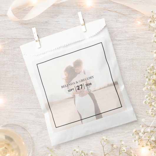 Elegant Simple Minimalist Photo Wedding Bedankzakje (Geknipt)