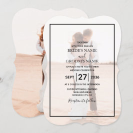 Elegant Simple Minimalist Photo Wedding Kaart