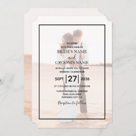 Elegant Simple Minimalist Photo Wedding Kaart