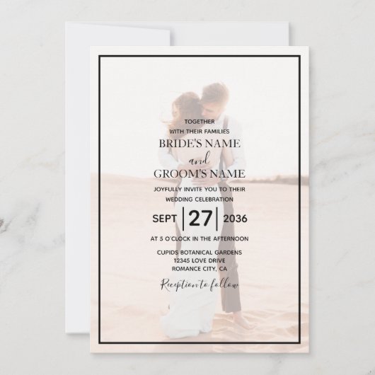 Elegant Simple Minimalist Photo Wedding Kaart (Voorkant)