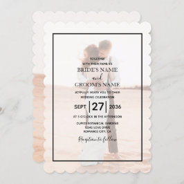 Elegant Simple Minimalist Photo Wedding Kaart