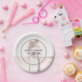 Elegant Simple Minimalist Photo Wedding Papieren Bordje (Feest)