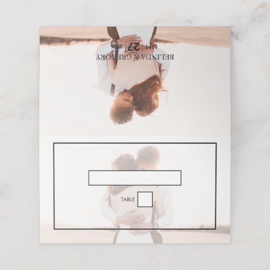 Elegant Simple Minimalist Photo Wedding Plaatskaartje (Buitenkant ongevouwen)