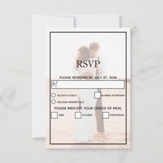 Elegant Simple Minimalist Photo Wedding RSVP Kaartje (Voorkant)