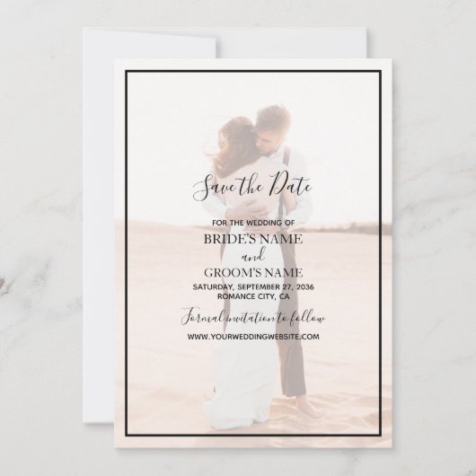 Elegant Simple Minimalist Photo Wedding Save The Date (Voorkant)
