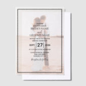 Elegant Simple Minimalist Photo Wedding Vellum Uitnodigingen (Offset)