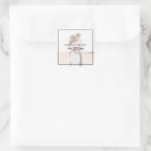 Elegant Simple Minimalist Photo Wedding Vierkante Sticker (Tas)