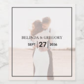 Elegant Simple Minimalist Photo Wedding Wijn Etiket (Enkel label)