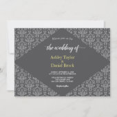 Elegant Simple Minimalist Script Damask Wedding Kaart (Voorkant)