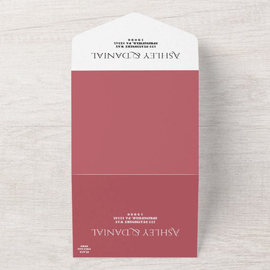 Elegant Simple Minimalist Script Modern Wedding All In One Uitnodiging (Buitenkant)