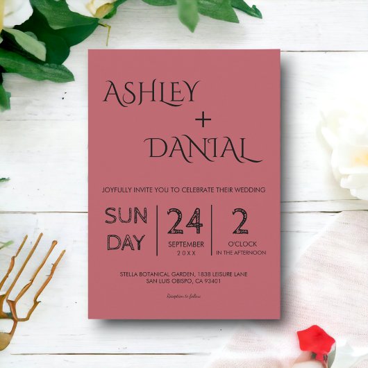 Elegant Simple Minimalist Script Modern Wedding Kaart